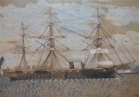 Victorian School, watercolour, ship painting 36 x 52cm.